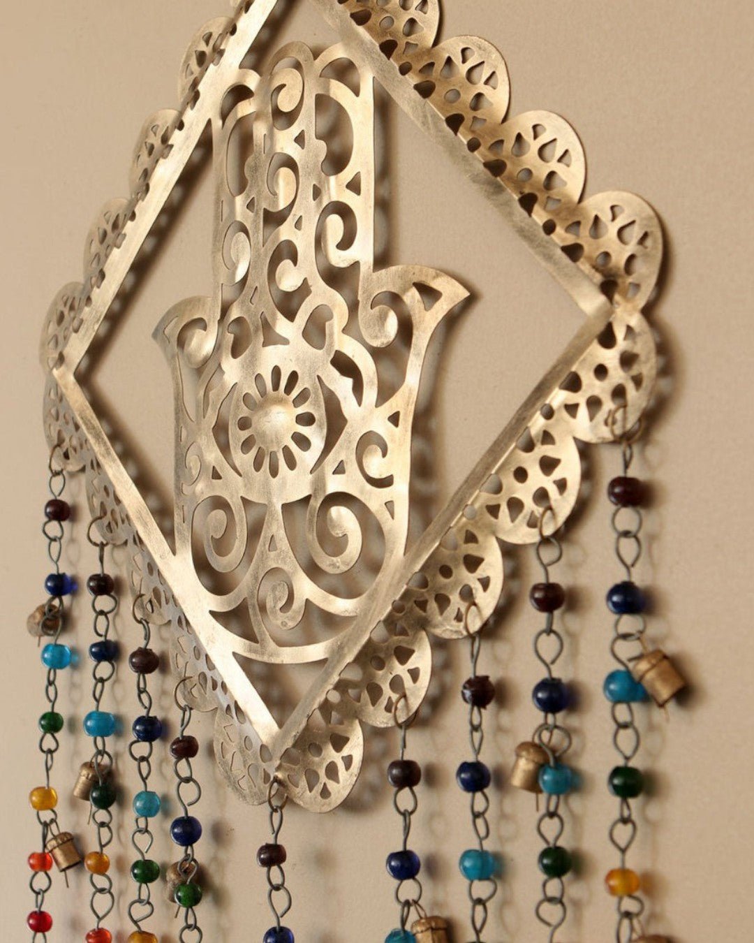 Fairtrade Hamsa Colorful Beads Wall Hanging Chime、mySite、topwebapps