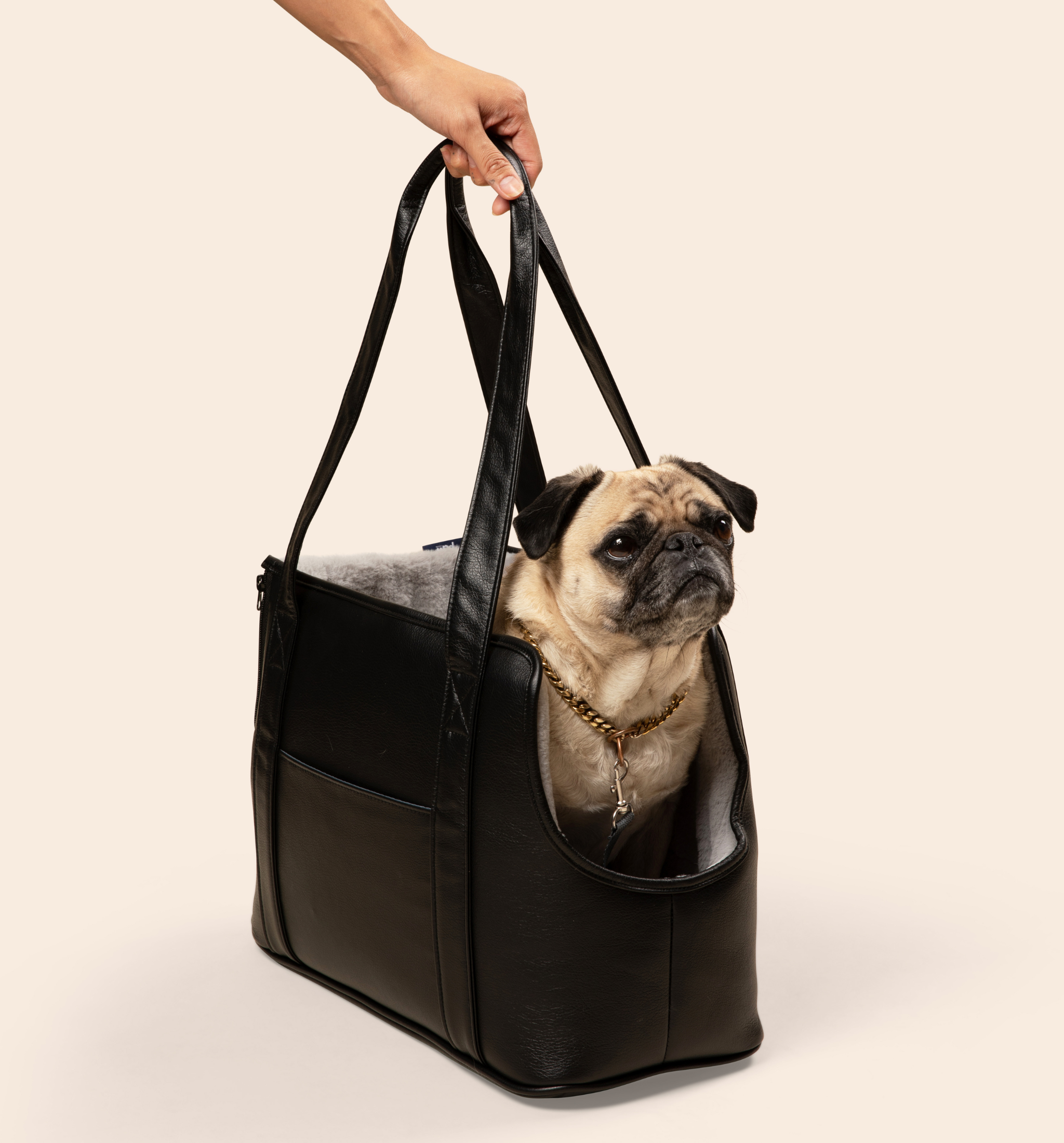 PupTote™ 3-in-1 Faux Leather Dog Carrier Bag - Black、mySite、solidvoid