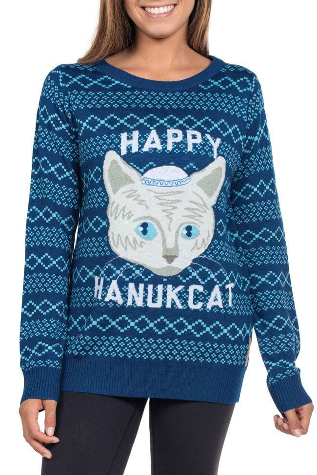 Women's Happy Hanukcat Sweater - by Tipsy Elves、mySite、topwebapps