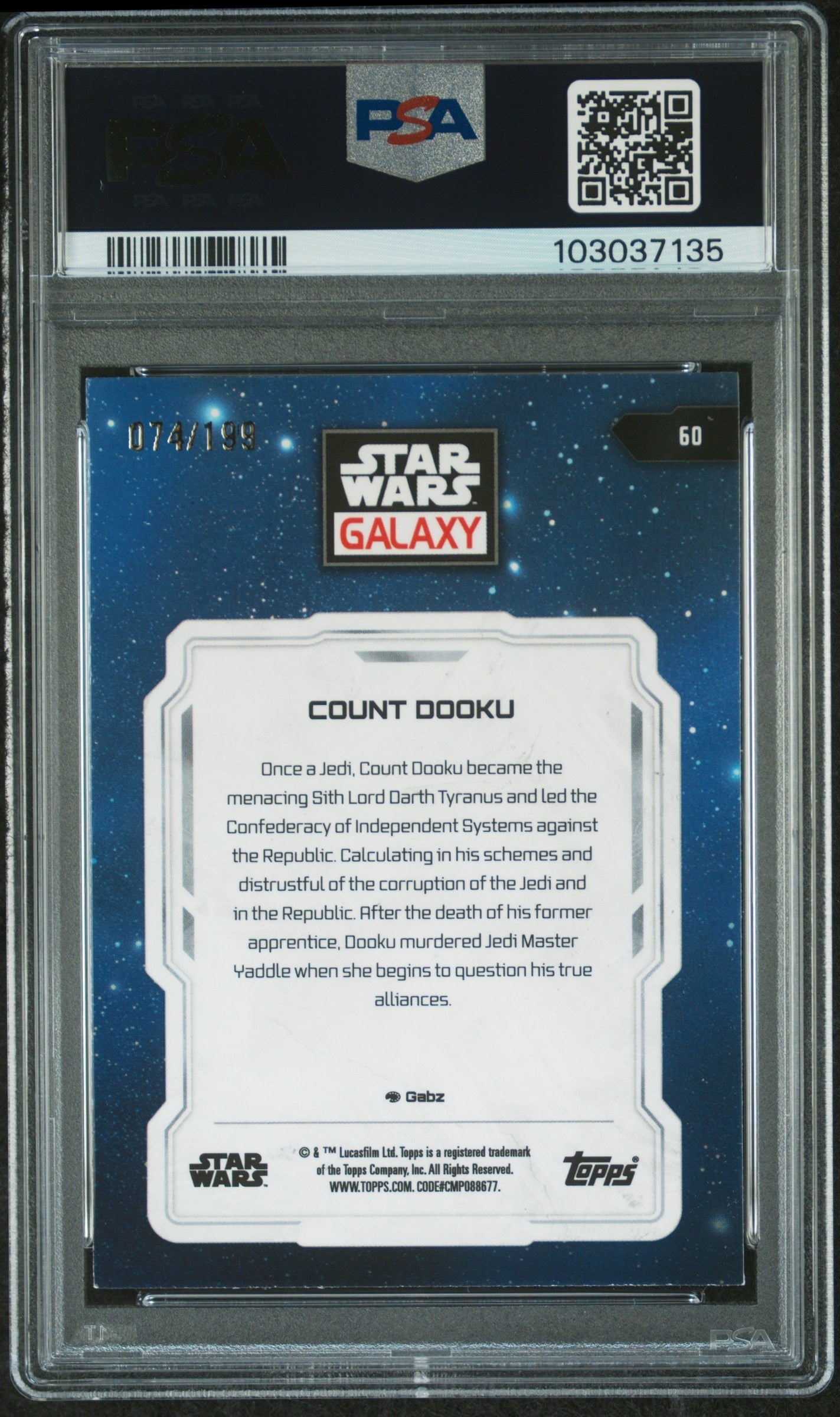 Count Dooku #60 Aqua Sonar 074/199 PSA 8 Topps Chrome Star Wars Galaxy 2024、mySite、waistdrama