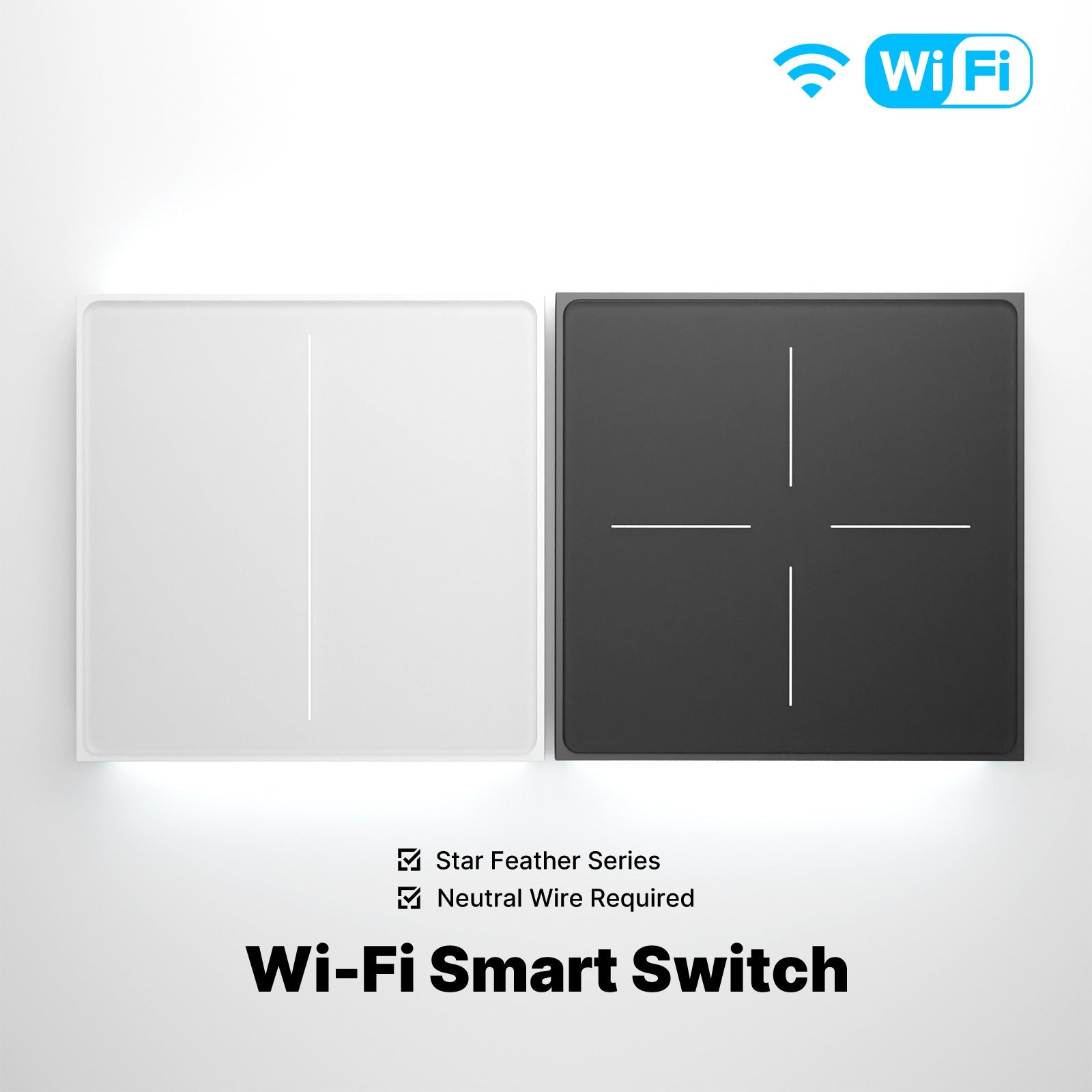 Star Feather Series WiFi Smart Switch Push Button With Neutral Light Scene 2in1 Switch EU Version、mySite、fannypackpong