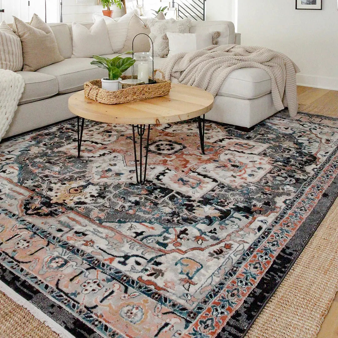 Minos Vintage Bohemian Oriental Floral Black Rug、mySite、gigharbornorthrealestate