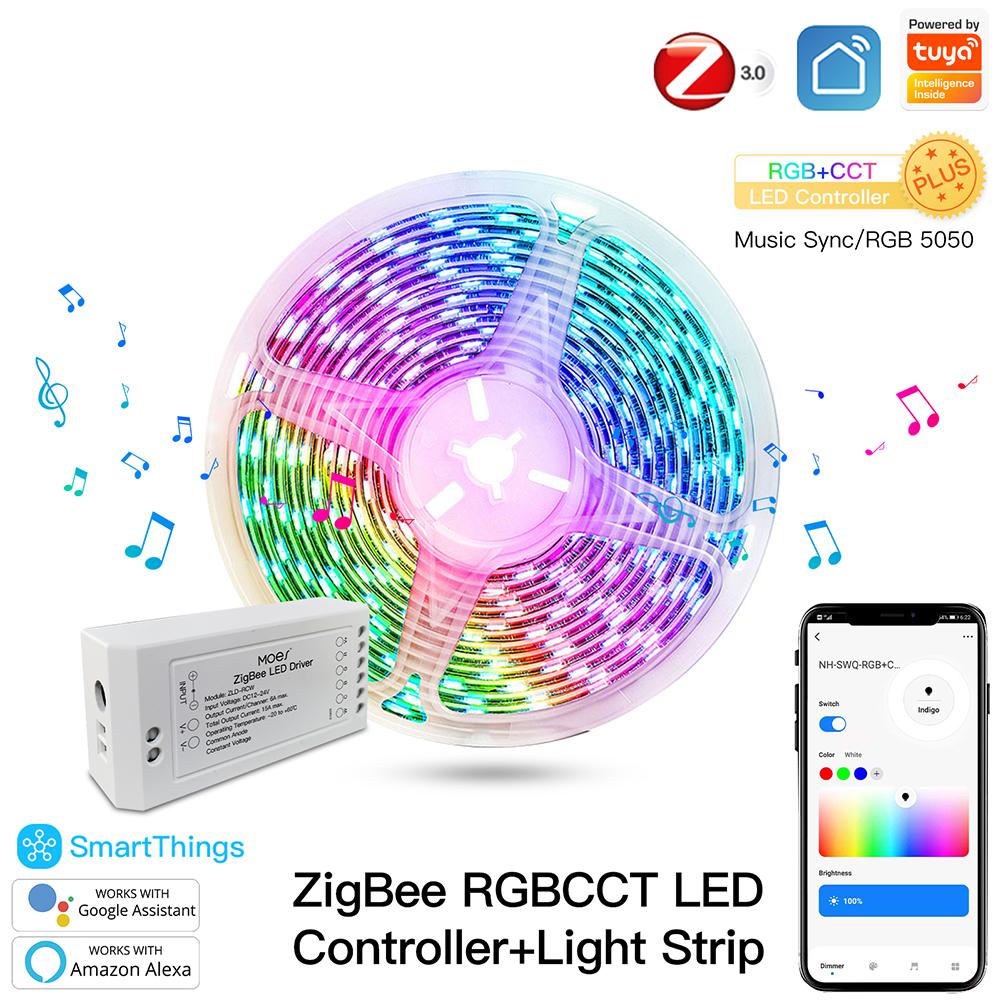 MOES ZigBee RGB Strip Light Multicolor LED Strip CCT LED Controller Plus Brightness Adjustable、mySite、fannypackpong