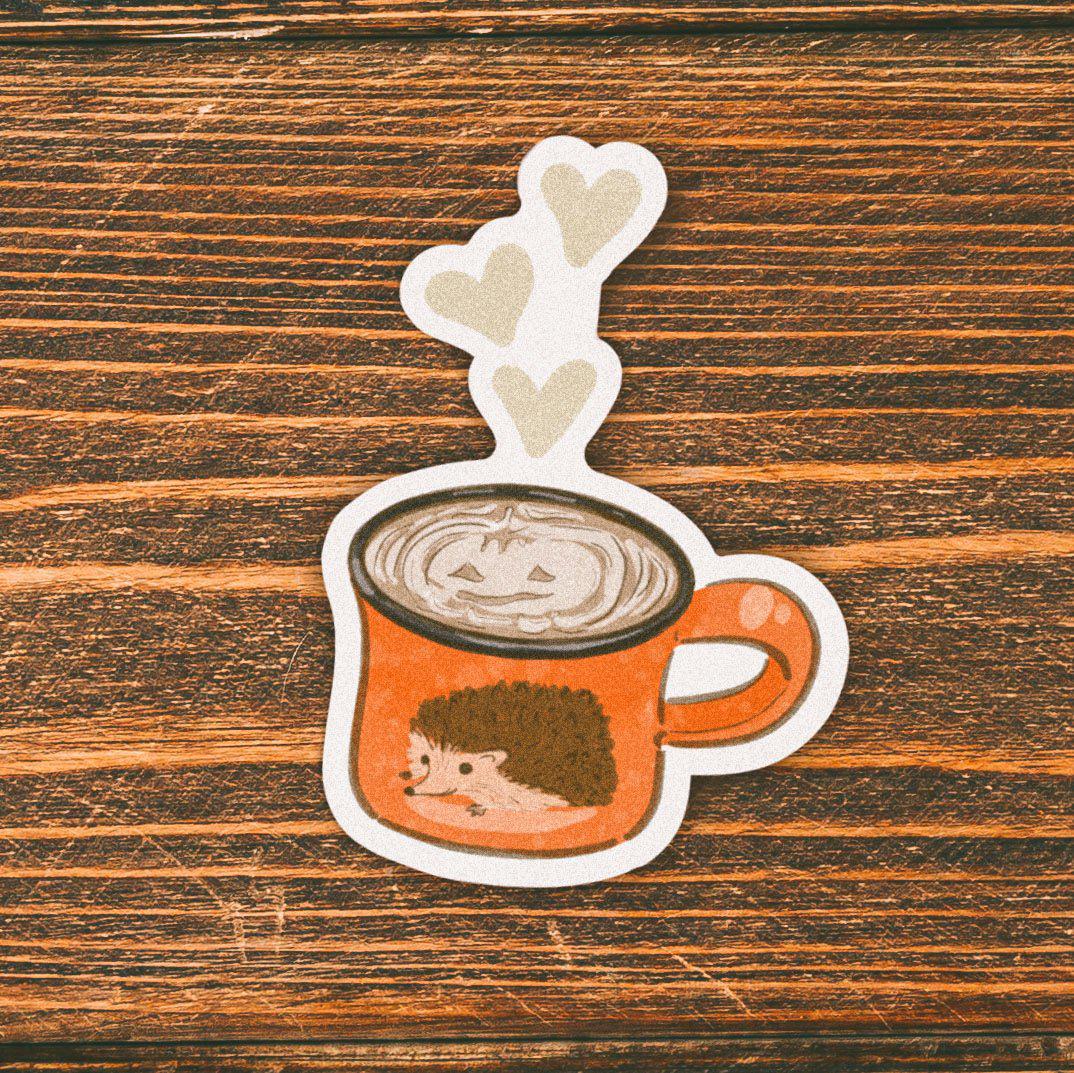  Orange Coffee Mug Fall Sticker - Hedgehog、mySite、elrpsem3k