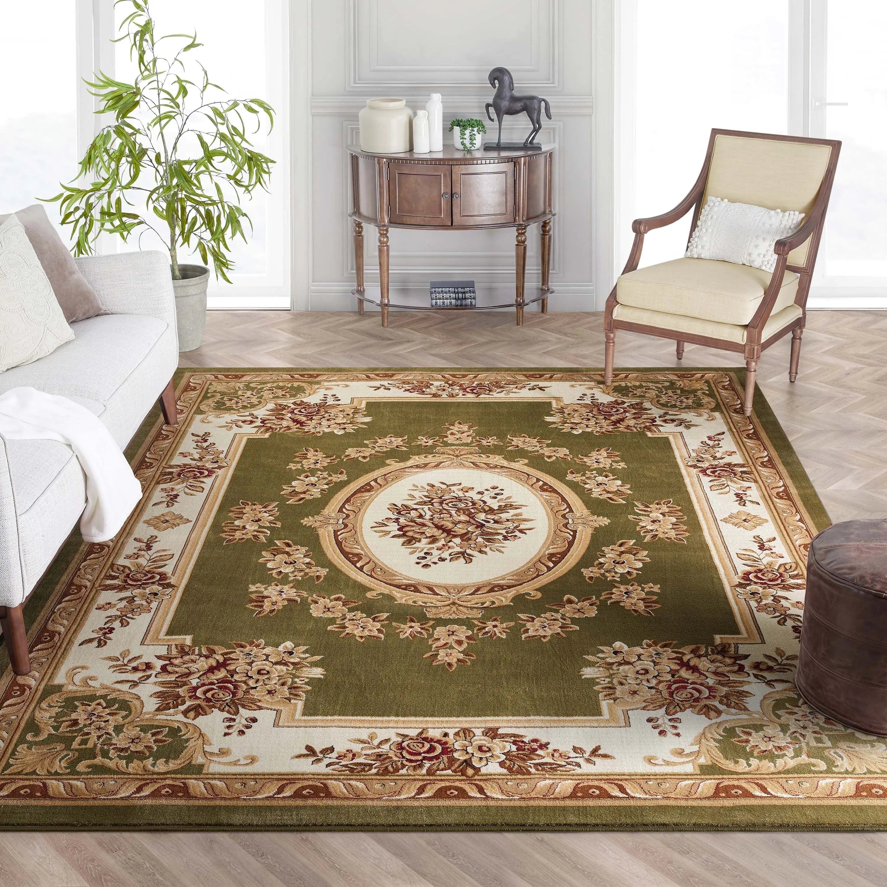 Le Petit Palais Green Traditional Rug、mySite、gigharbornorthrealestate
