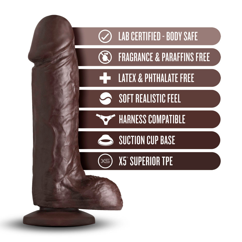 Coverboy By Blush® | The Movie Star Realistic Chocolate 8-Inch Long Dildo With Balls & Suction Cup Base、mySite、bottomscart