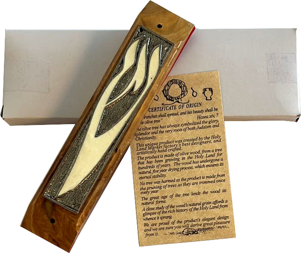 Olive Wood Mezuzah with Shema Israel Scroll - Large 6 Inches with Scroll、mySite、topwebapps