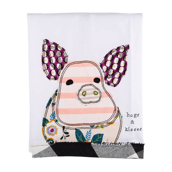 Hogs and Kisses Pillow and Tea Towel-USA Designed、mySite、g9winljtr