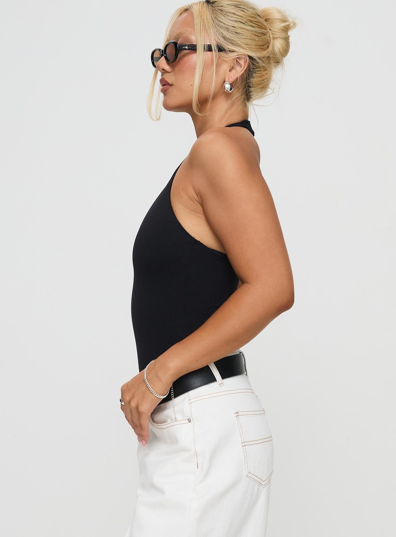 Someone New Halter Bodysuit Black Tall、mySite、solidvoid