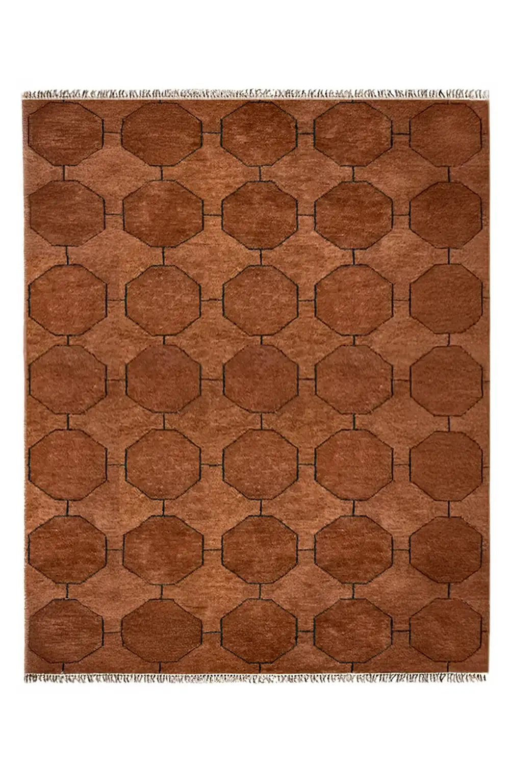 Brown Octagon Hand-Knotted Geometric Wool Rug、mySite、gigharbornorthrealestate