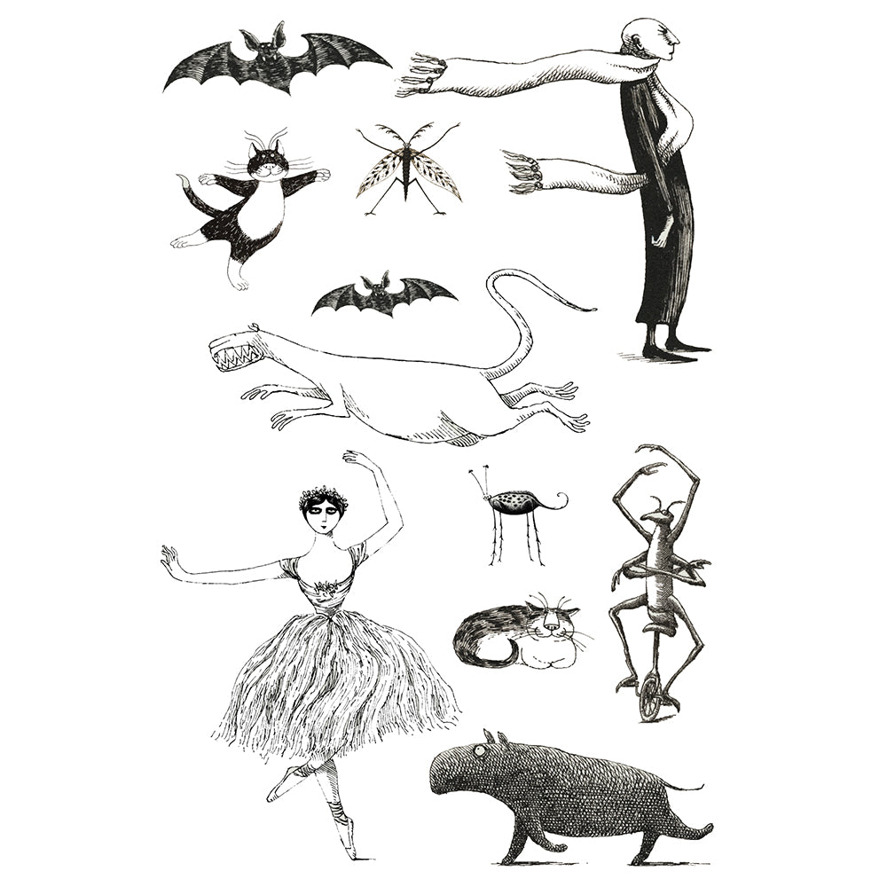  Edward Gorey's Creatures & Figures Tattly Temporary Tattoos Sheets、mySite、ghnorth