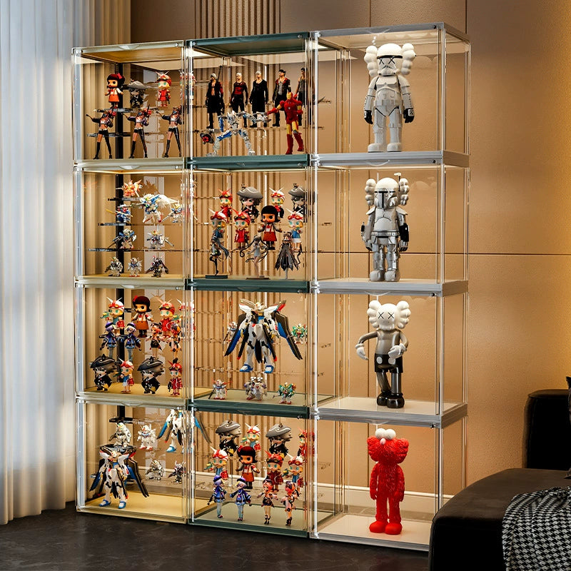  Stackable Clear Display Shelf, Stackable and Tiered Design, Magnetic Door, Perfect for Figurines、mySite、greenlandpopulation