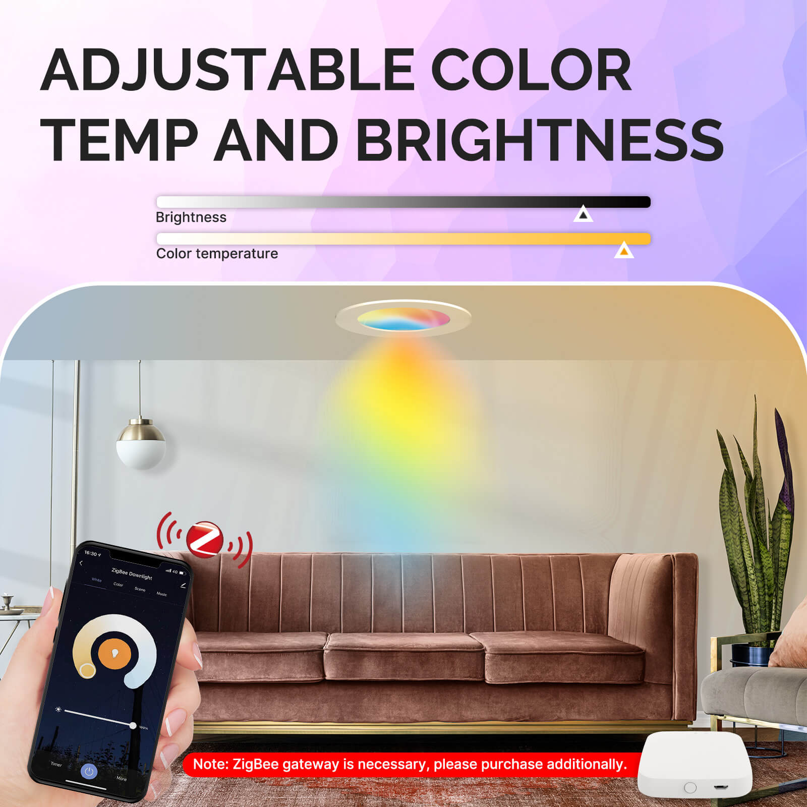 MOES ZigBee Downlight Tuya Dimming Spot lamp 6W RGB Change Warm Cool light、mySite、fannypackpong