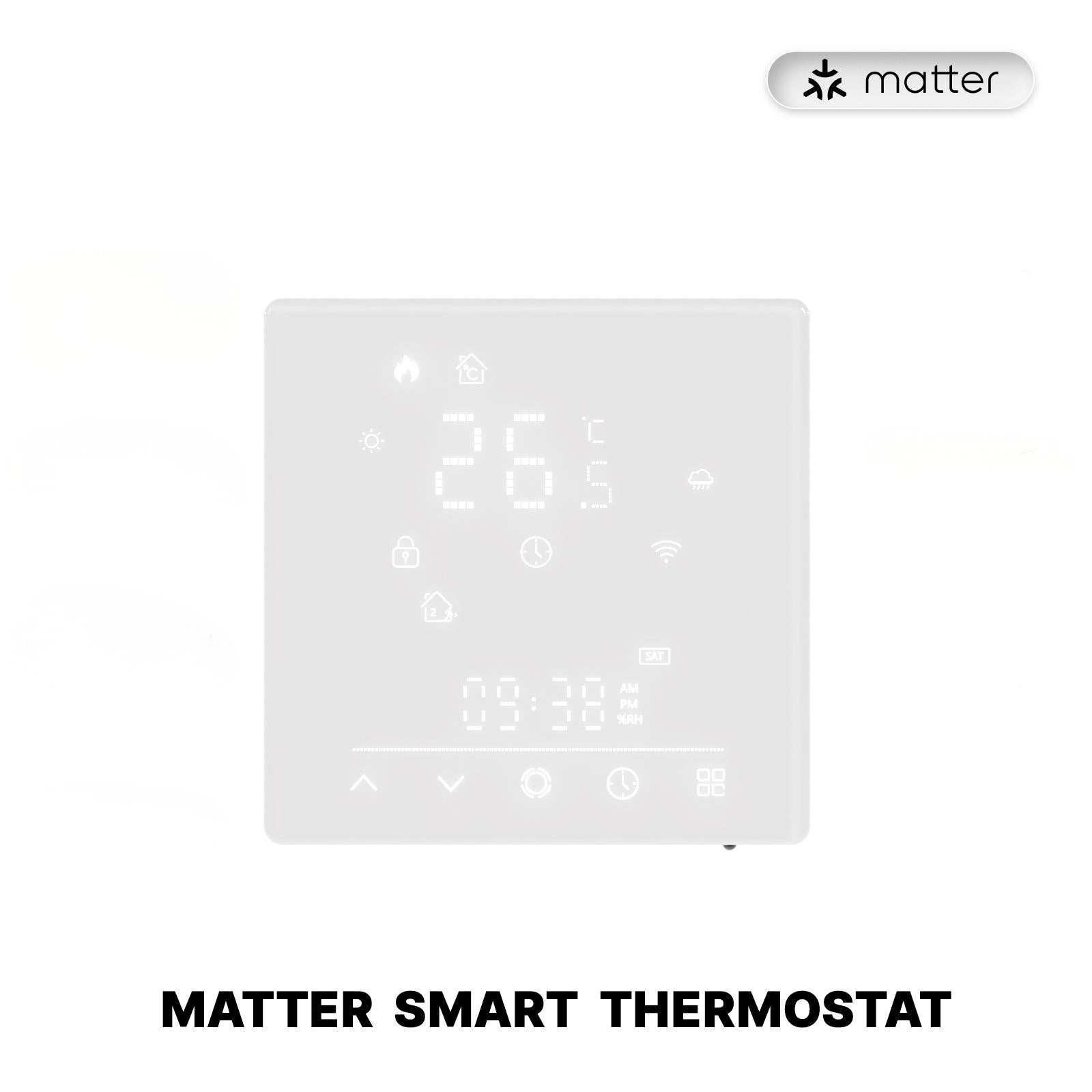 Smart Thermostat Matter WiFi Temperature Controller Water/ Electric /Gas /Boiler Floor Heating、mySite、fannypackpong