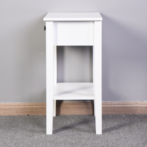 White Bathroom Floor-standing Storage Table with a Drawer、、casual