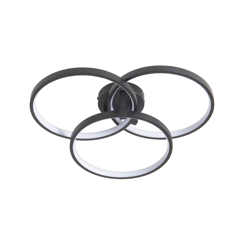 20" Modern Black LED Ceiling Light, 3-Ring Flush Mount Fixture for Living Room, Bedroom, or Dining Room, Sleek and Energy-Efficient Design, Easy Installation、、eastwooduniform