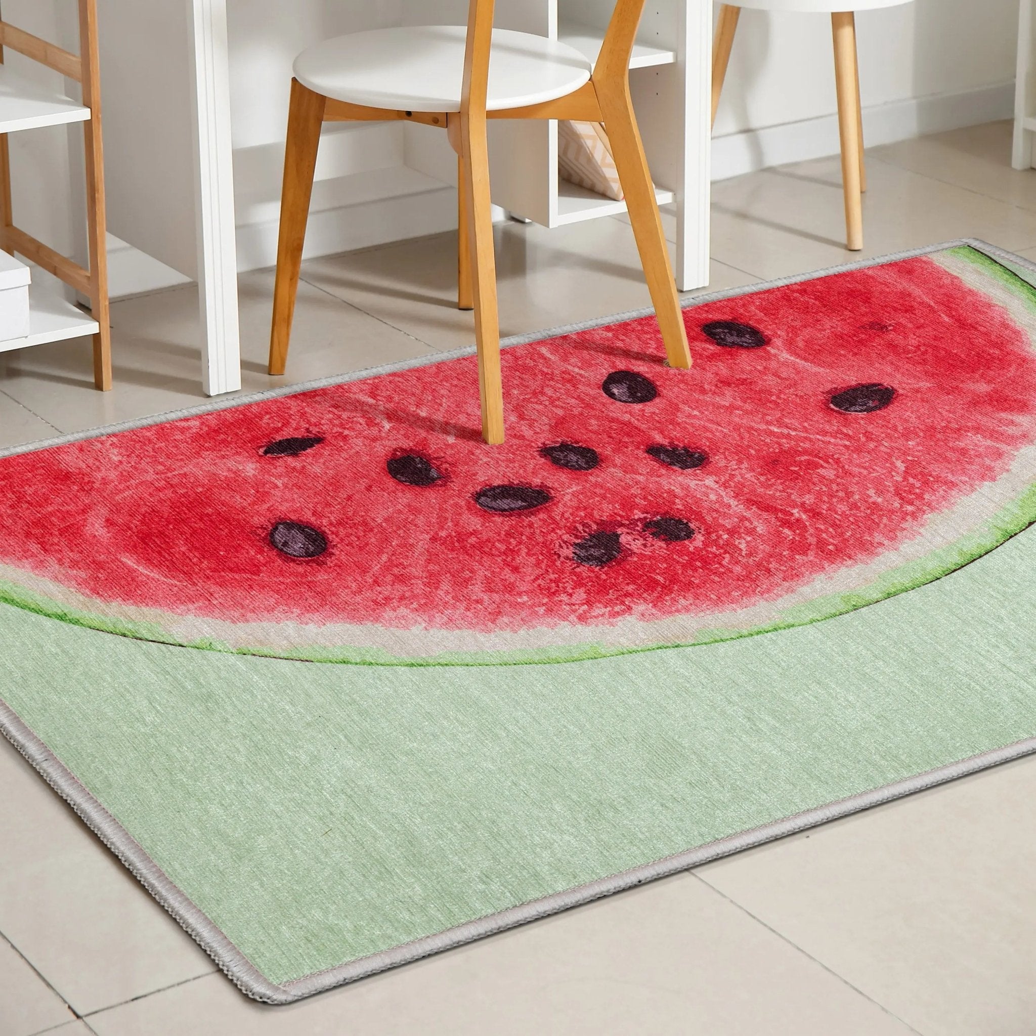 Half Watermelon Novelty Red Lime Flat-Weave Rug、mySite、gigharbornorthrealestate
