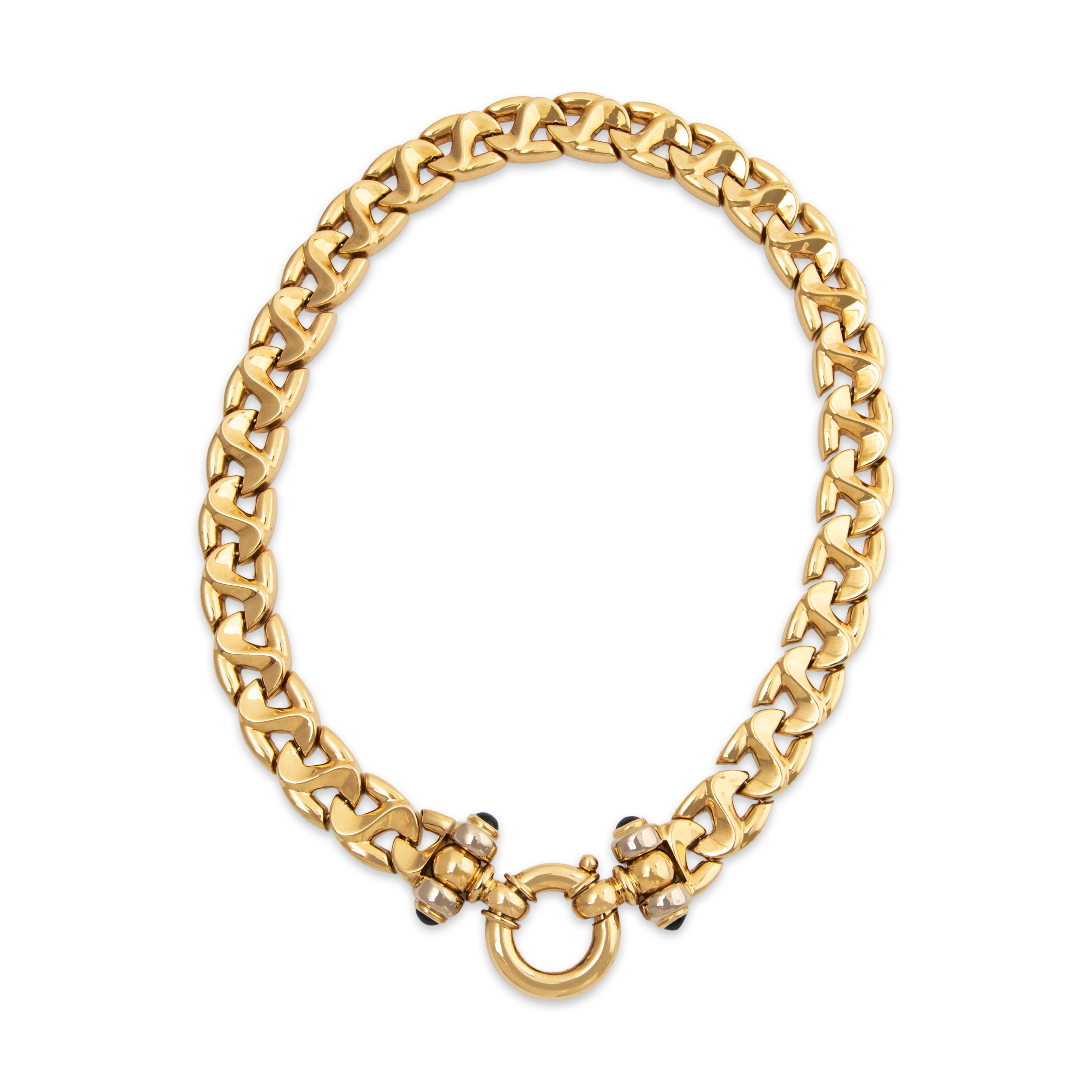 Bold Vintage Italian 14k Yellow Gold Sapphire Statement Collar Necklace 14、mySite、hinf8tx79