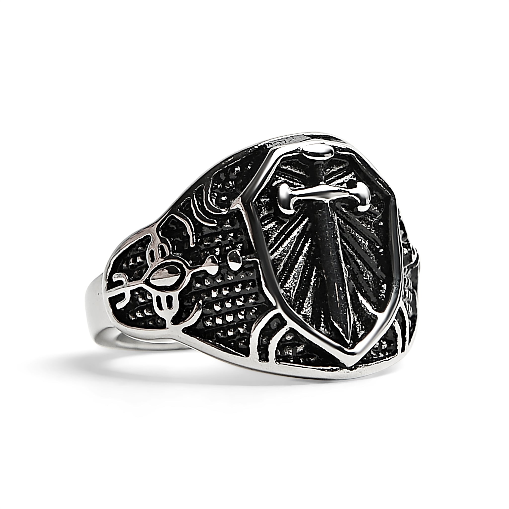 Stainless Steel Medieval Sword and Shield Signet Ring / SCR2221、mySite、dreamappss