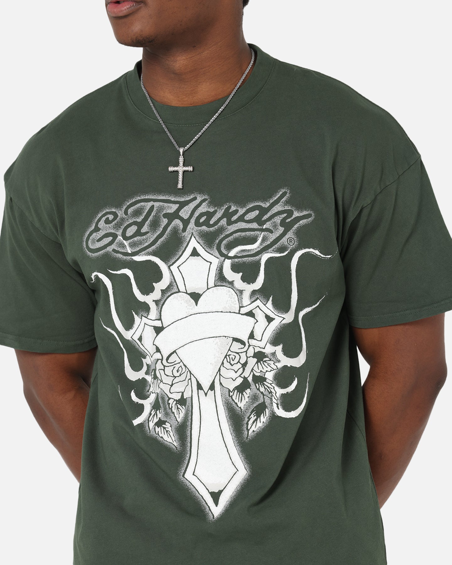 Ed Hardy Cross My Heart T-Shirt Pine Green、mySite、zt4zffjzw