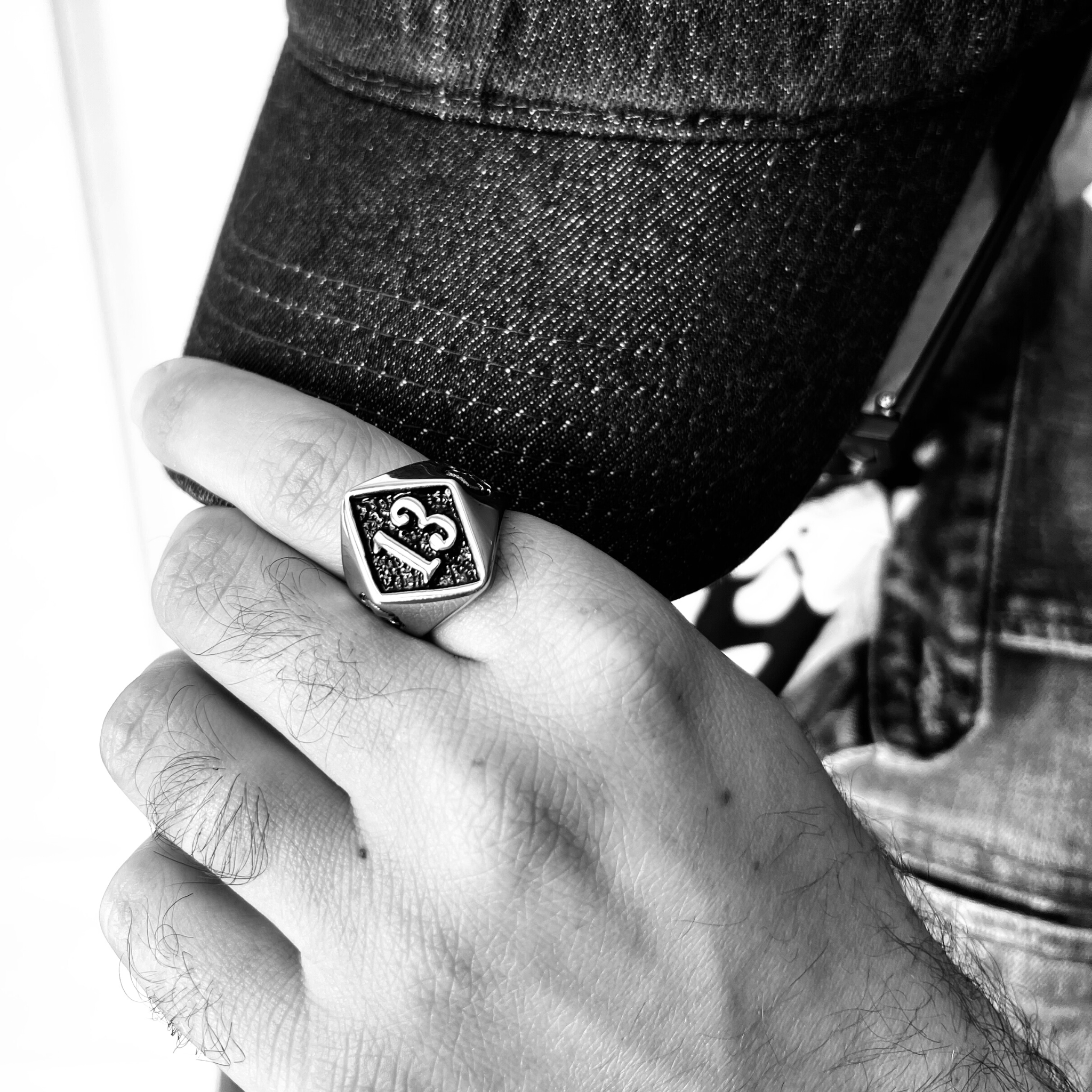 Stainless Steel 13 and Skulls Signet Ring / SCR3043、mySite、dreamappss