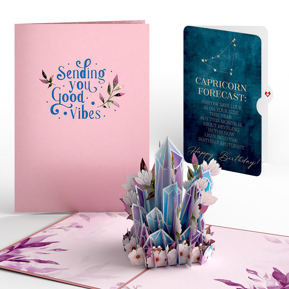 Good Vibes Crystals Birthday Pop-Up Card and Capricorn Zodiac Sentiment Set、mySite、solidvoid