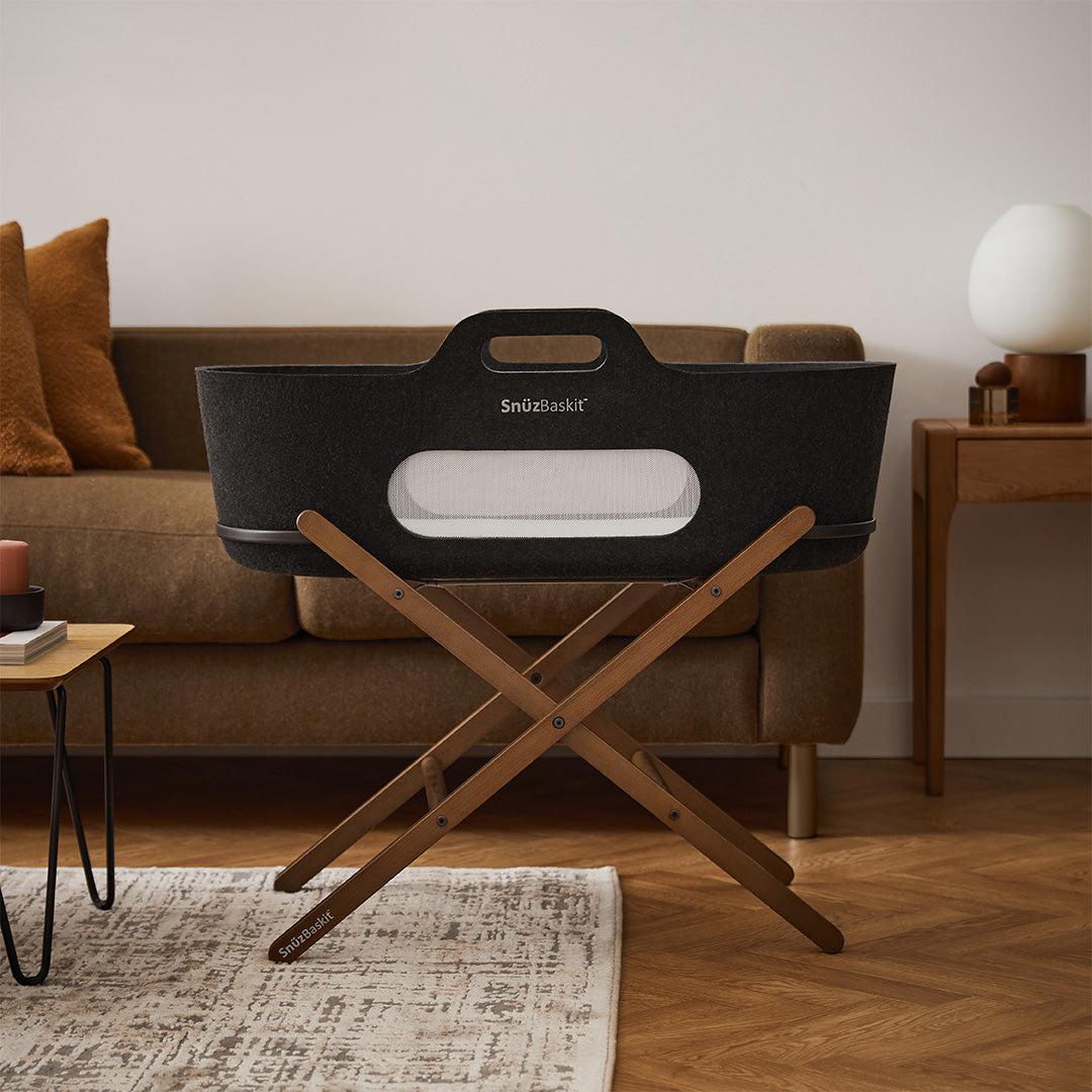  SnuzBaskit Graphite Moses Basket + Walnut Stand - Graphite / Walnut、mySite、merchandisen