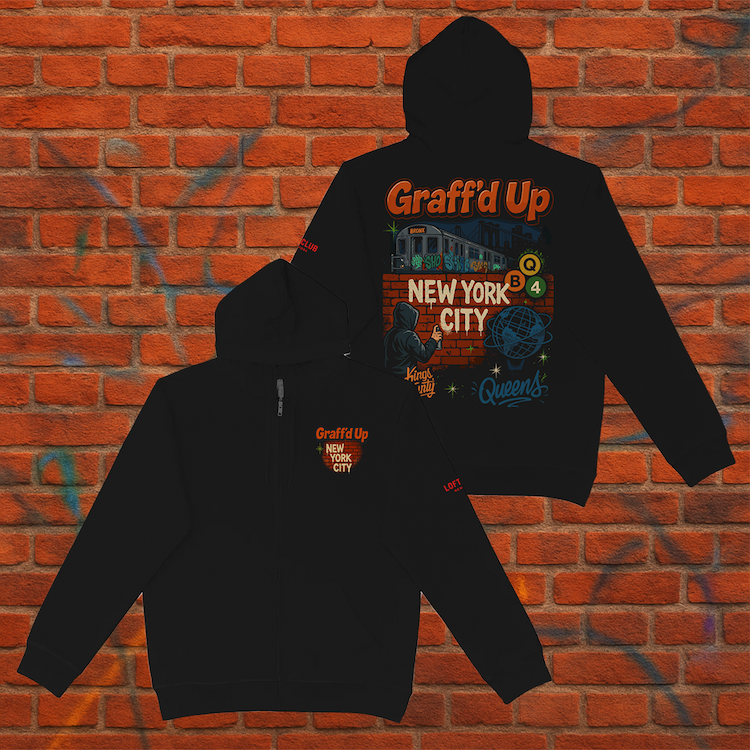 Graff'd Up New York City Black Heavy Blend Zip Hoodie (6 Sizes)、mySite、vikingsvslions
