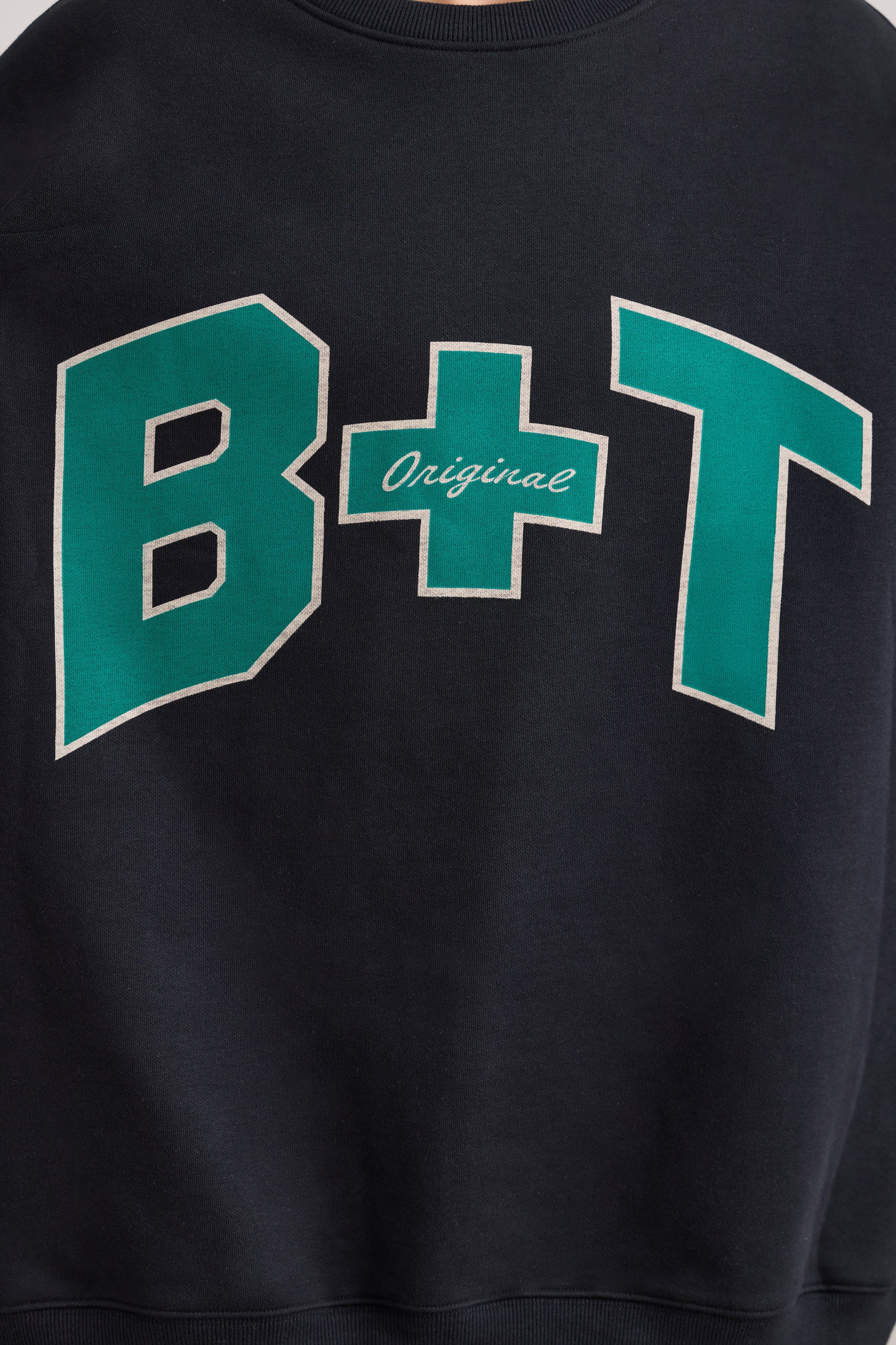 Oversized Crew Neck Sweatshirt in Black、mySite、solidvoid