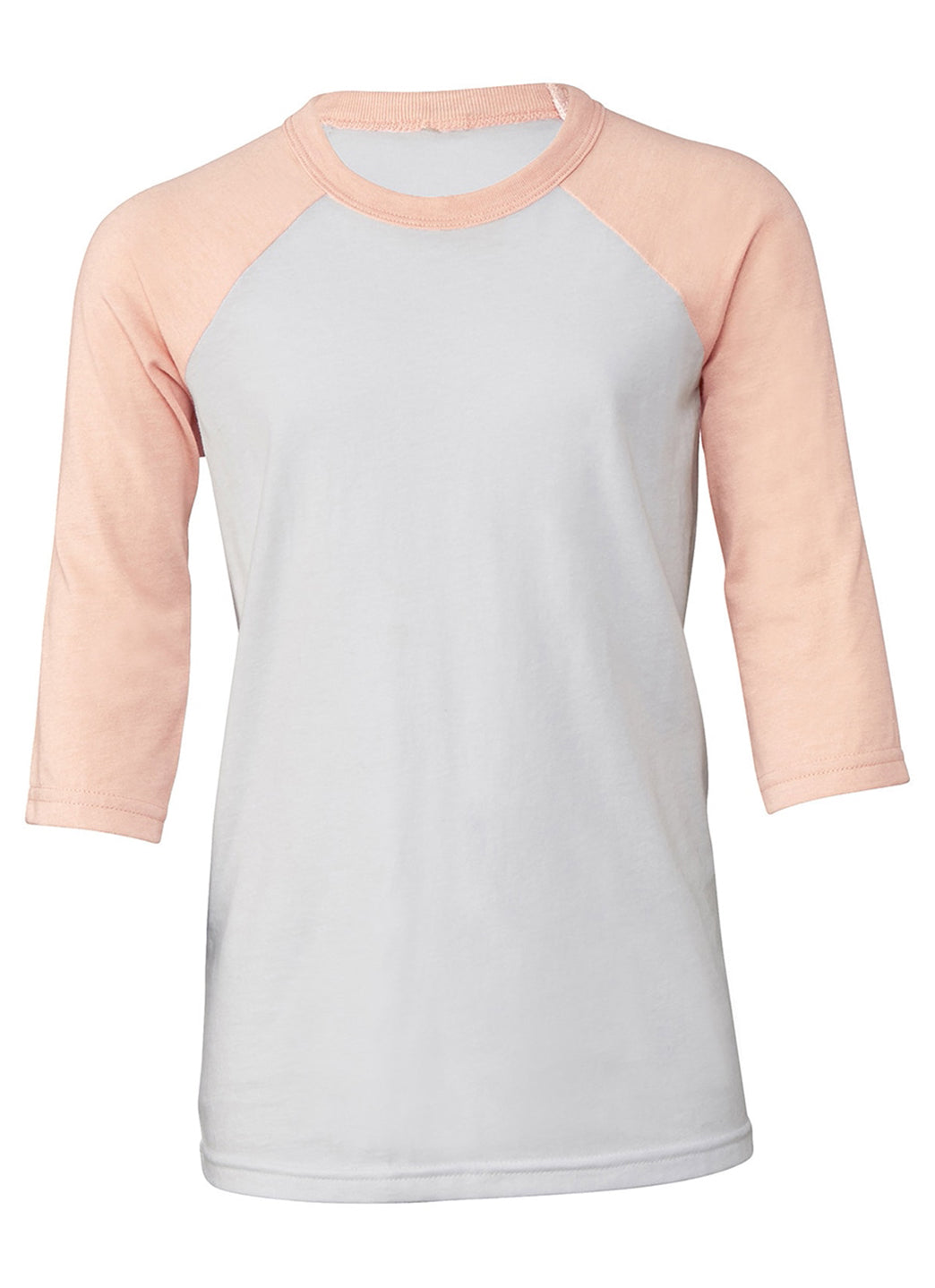 Bella + Canvas Youth 3/4-Sleeve Baseball T-Shirt、mySite、noshort