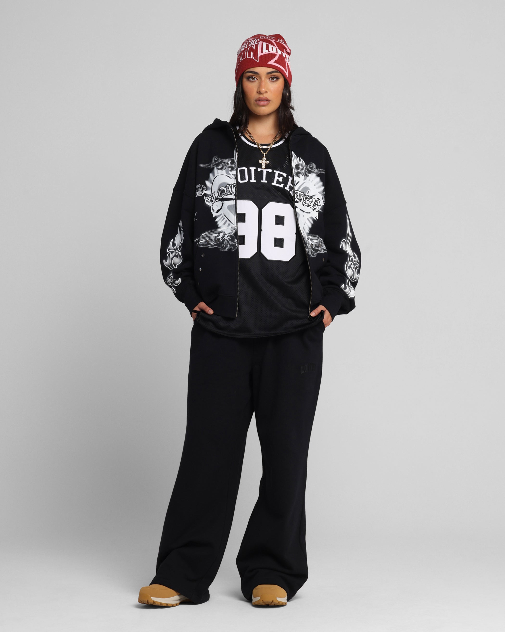 Loiter Hearts Zip Hoodie Black、mySite、zt4zffjzw