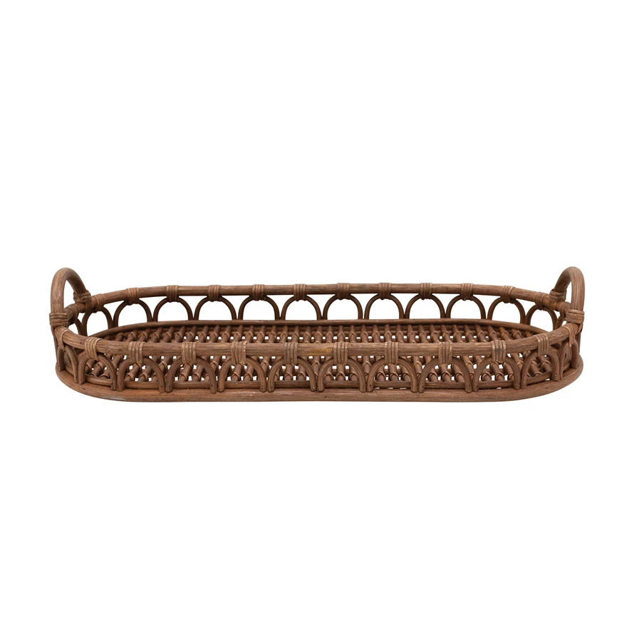 Hand-Woven Rattan Tray with Handles、mySite、elrpsem3k