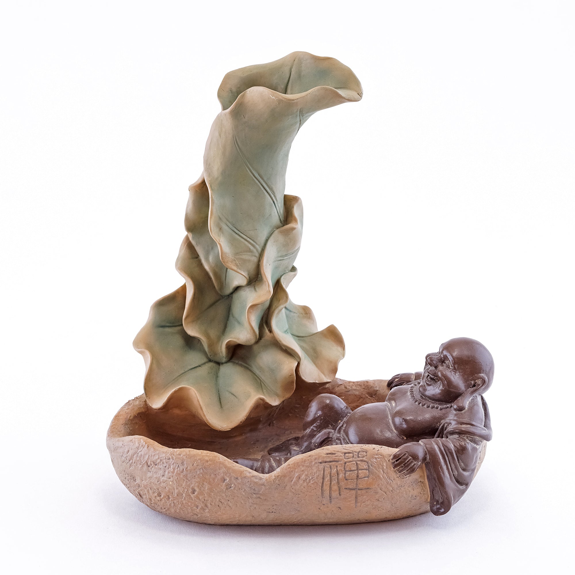 Backflow Incense Burner: Laughing Buddha and Lotus Flower、mySite、topwebapps