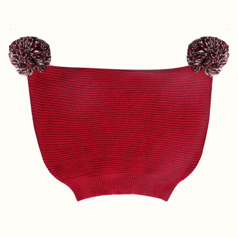 Cotton Reindeer Jacquard Sweater, Lower & Cap Set | Printed | Red & Pink | Set of 3、mySite、camillekostekn