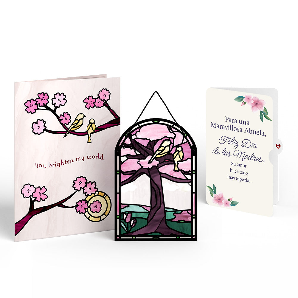 You Brighten My World Birds Mother's Day Suncatcher Card and Sentiment Set for Spanish Grandmother、mySite、solidvoid