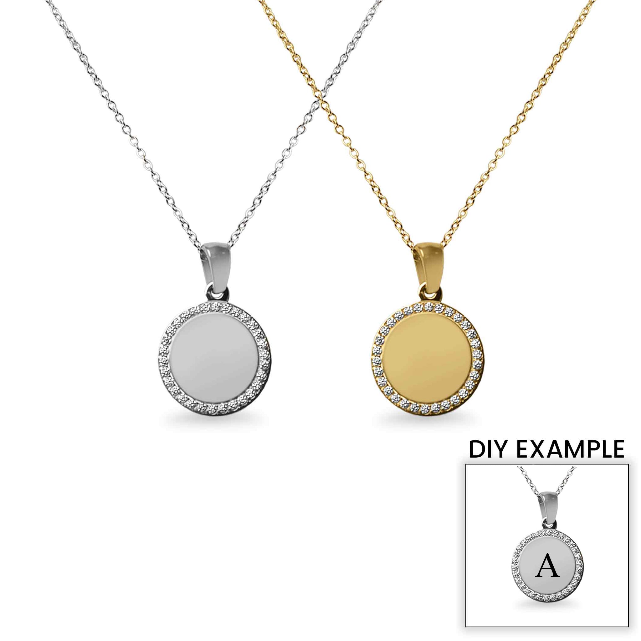 18K Gold PVD Stainless Steel Round CZ Pendant Necklace / SBB0280、mySite、dreamappss