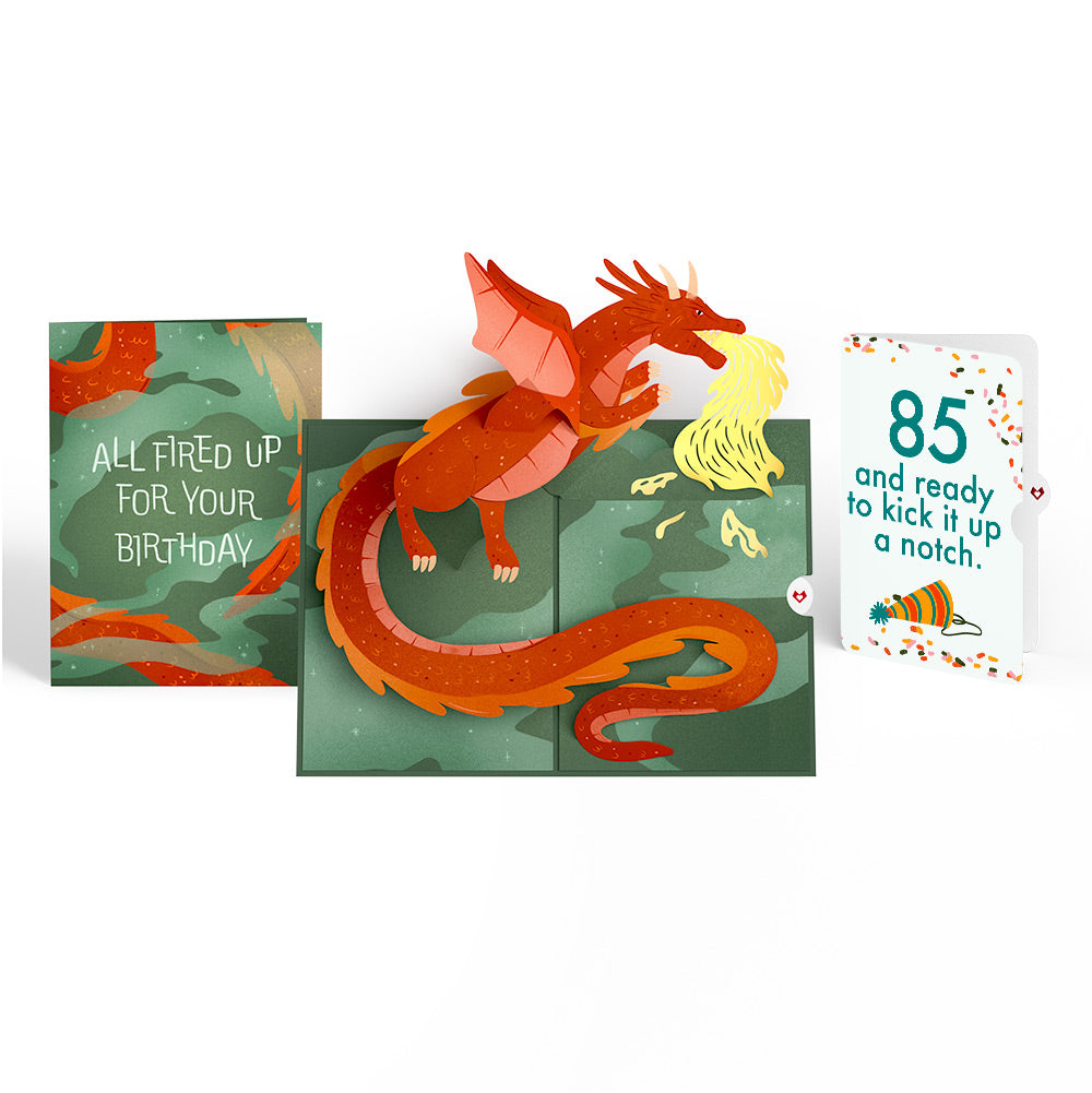 Fired Up for Your Birthday Dragon Pop-Up Card and 85th Kick It Up Sentiment Set、mySite、solidvoid