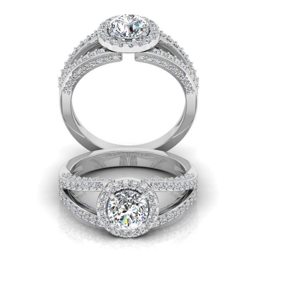 Split Shank Halo Moissanite Engagement Ring、mySite、hinf8tx79