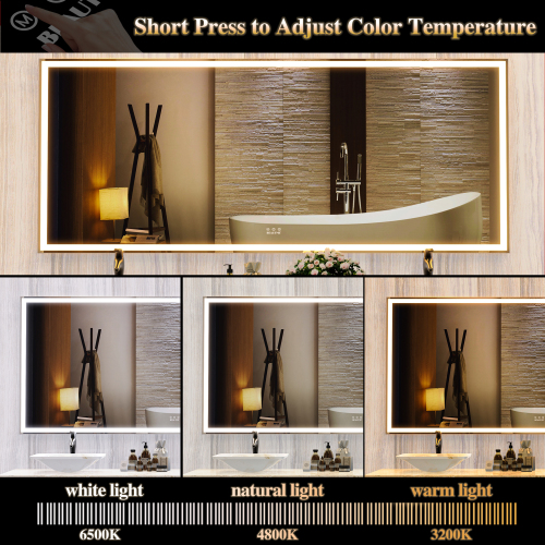 72X32 inch Oversized LED Bathroom Mirror Wall Mounted Mirror with 3 Color Modes Aluminum Frame Wall Mirror Large Full Length Mirror with Lights Lighted Full Body Mirror for Bedroom Living Room, Silver、、xpatfood