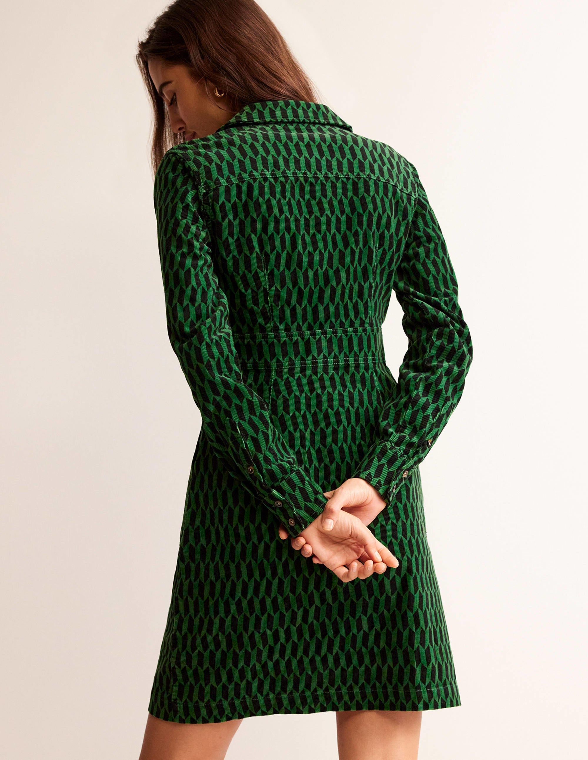  Flora Cord Shirt Dress-Amazon Green, Block Tile、mySite、ashleygrahame