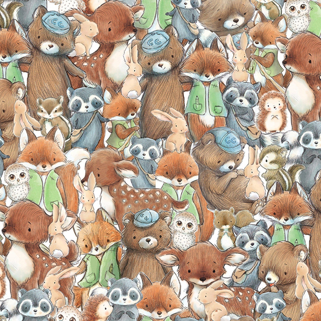 RETIRED - Fabric - Camp Cricket Collection - Packed Forest Friends、mySite、g9winljtr