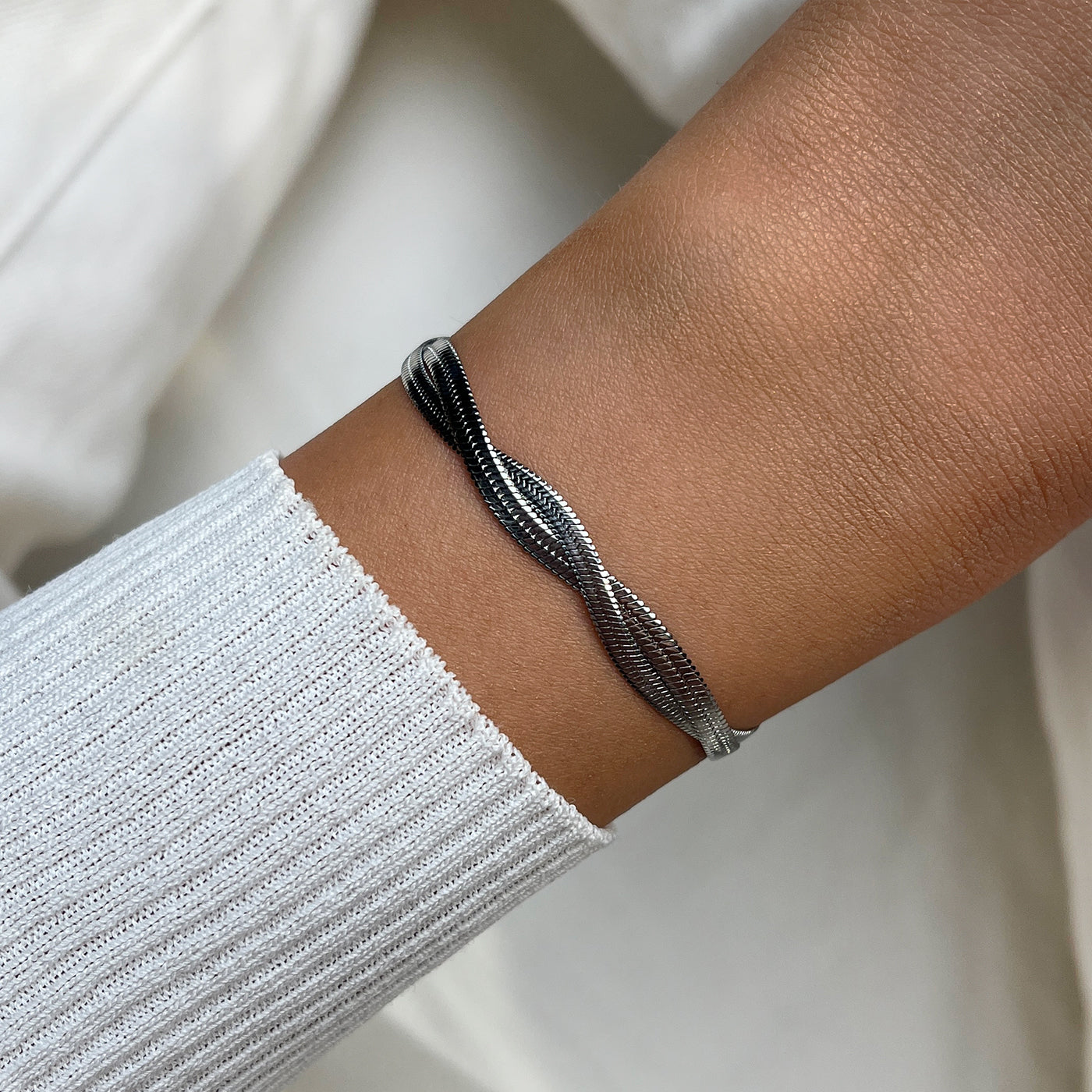  Élevé Twisted Snake Bracelet, Silver Colour