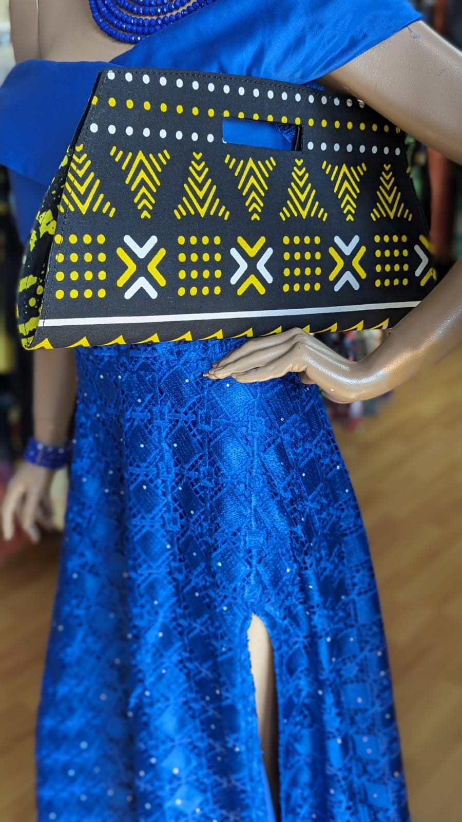 Mika Mud Cloth Print clutch bag-DPPBMC53、mySite、solidvoid