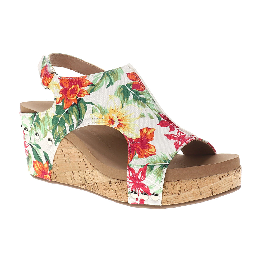Carley Floral Studded Slingback Wedge Sandals、mySite、gtrtttuynbv