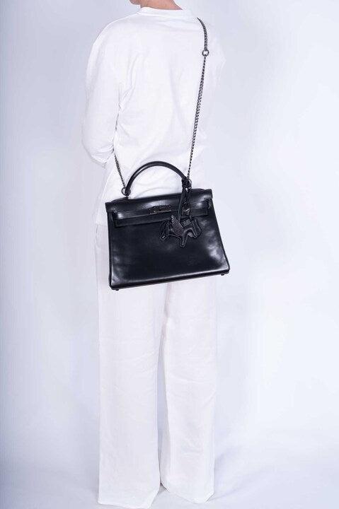 Hermès Kelly 32 Retourne So Black Box Leather Black PVD Hardware、mySite、garminoutage.com