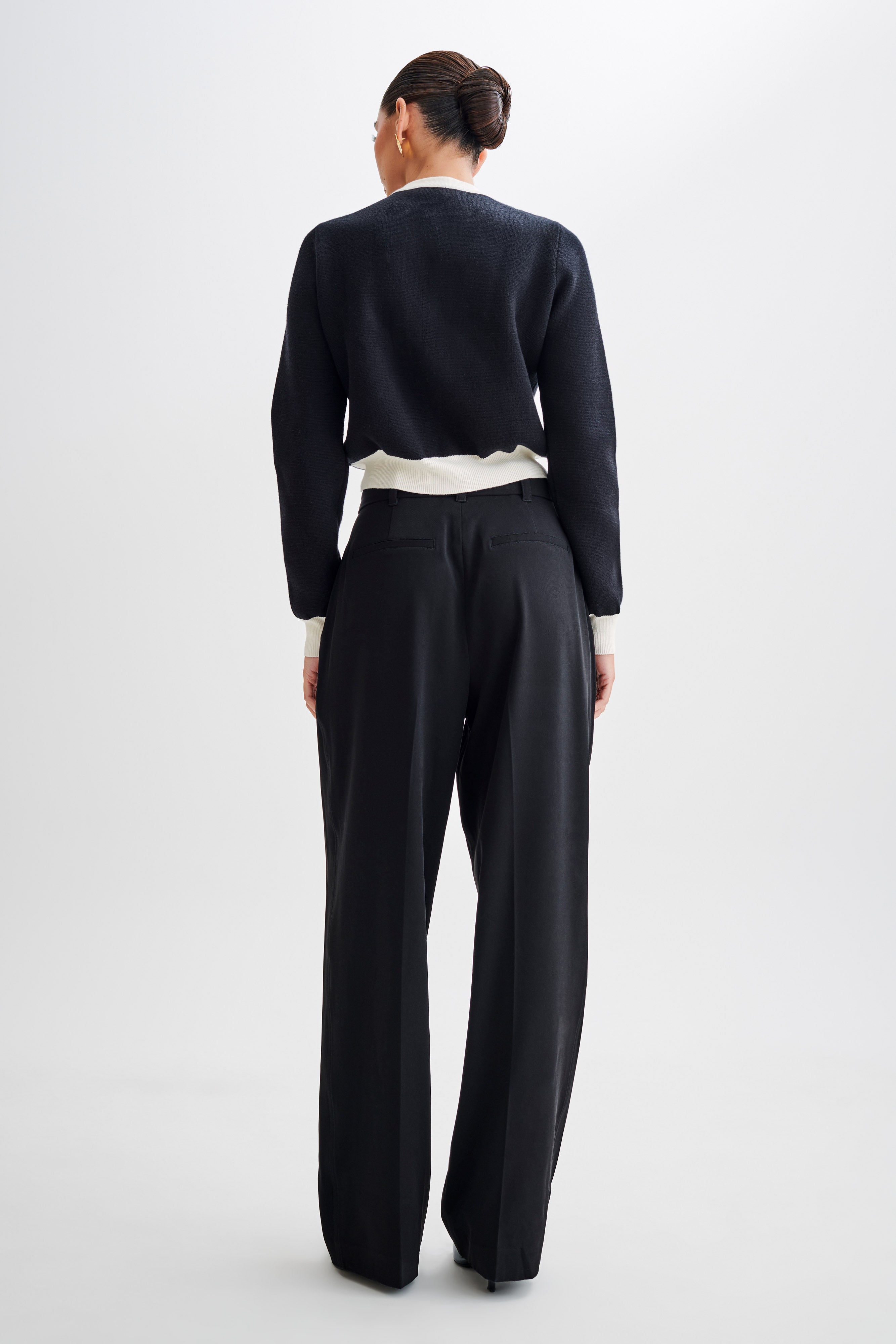 Tabitha Contrast Knit Cardigan - Black、mySite、solidvoid