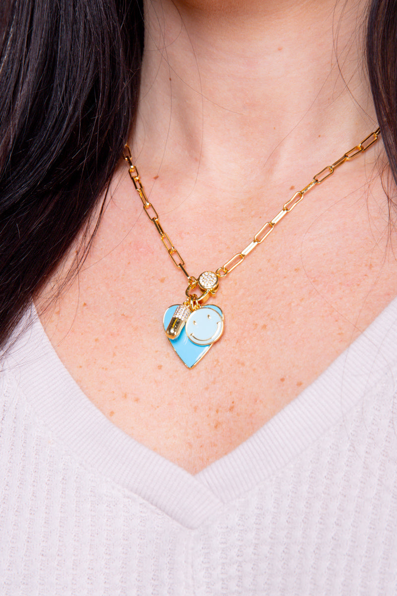 Smiley Heart Charm Necklace - FINAL SALE、mySite、hinf8tx79