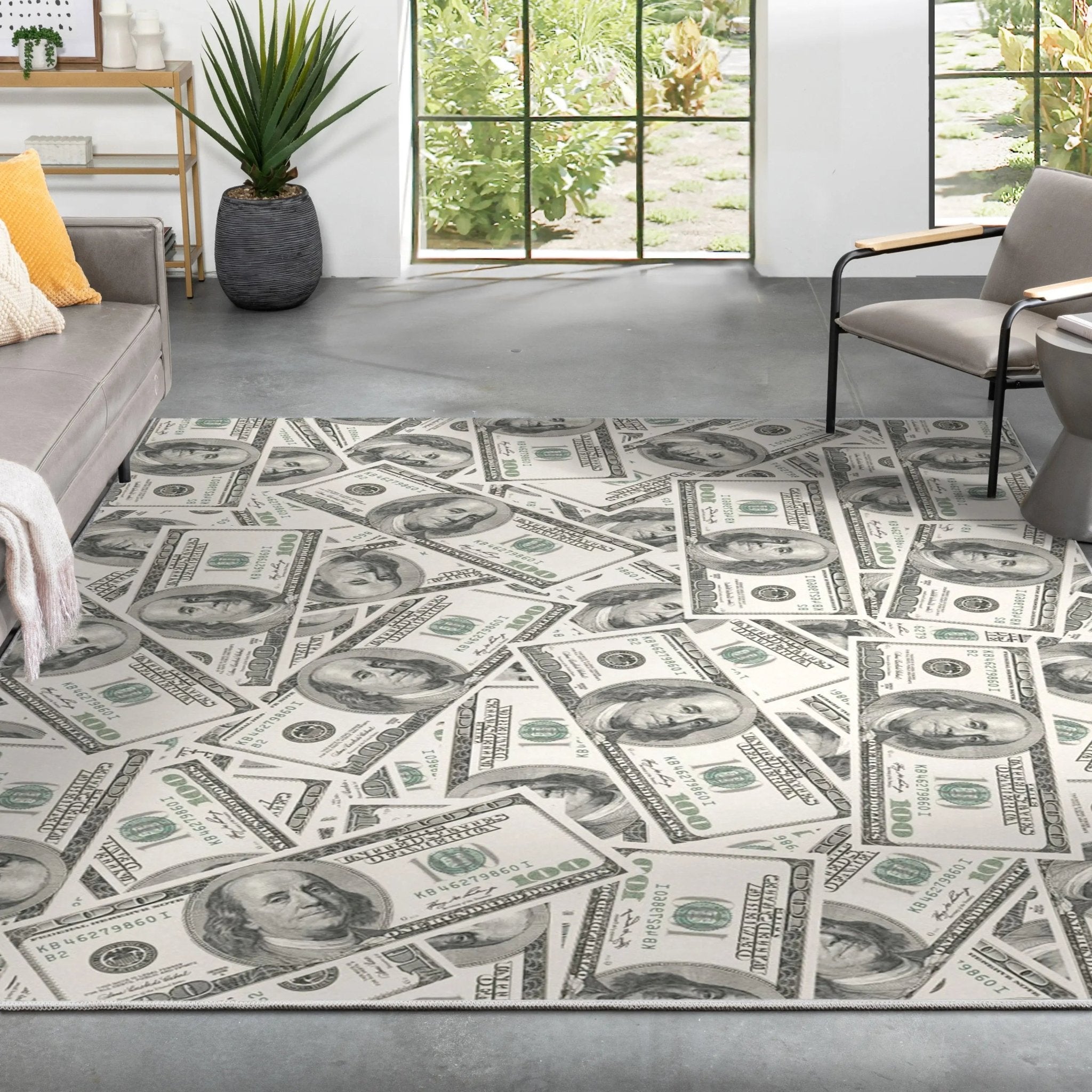 Classic Hundred Dollar Bill 2006A Stacked Green Area Flat-Weave Rug、mySite、gigharbornorthrealestate