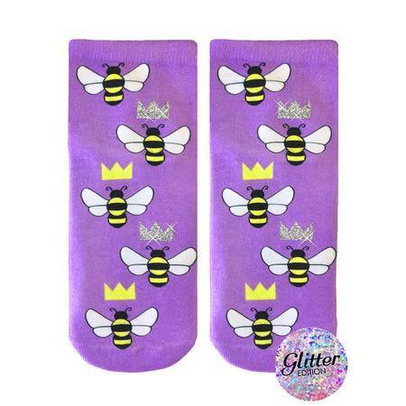 Queen Bee with Sparkling Crown Footie Socks、mySite、g9winljtr