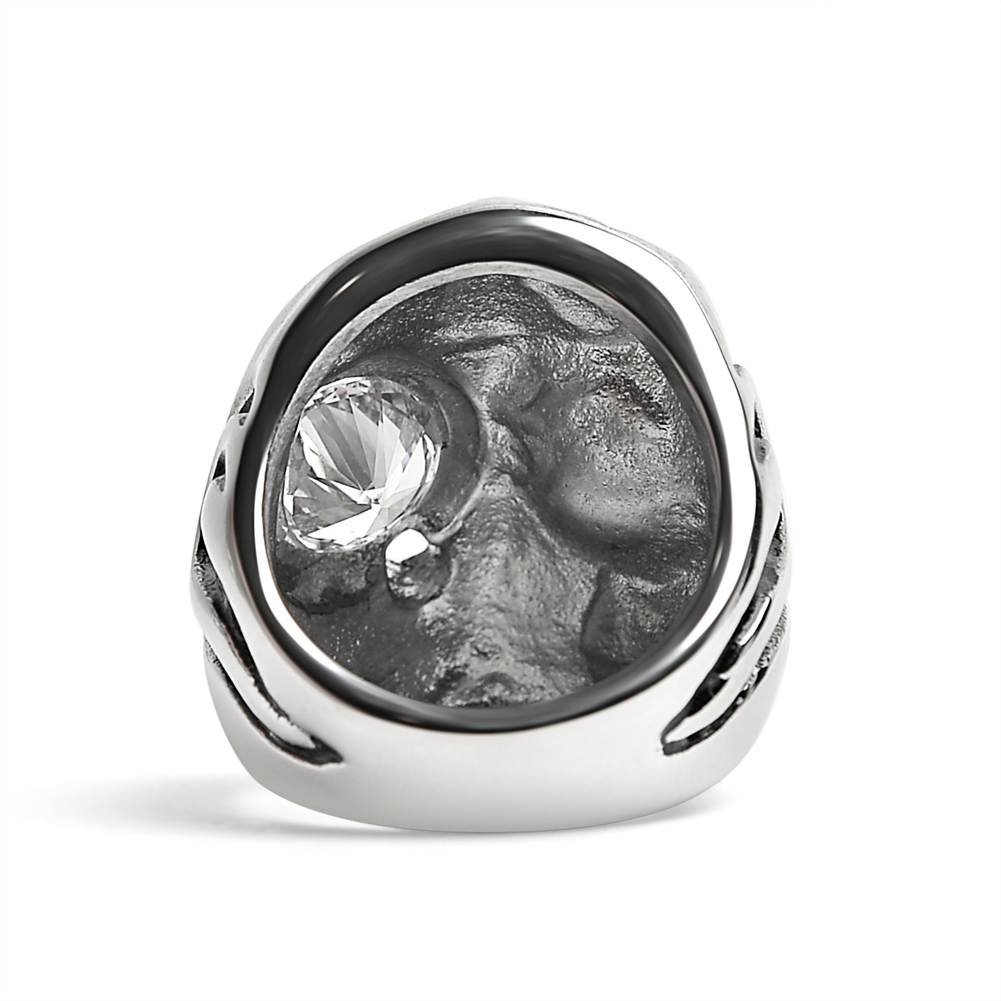 Stainless Steel Skull Smoking 18K Gold PVD Coated Cigar And Single CZ Eye Ring / SCR4047、mySite、dreamappss